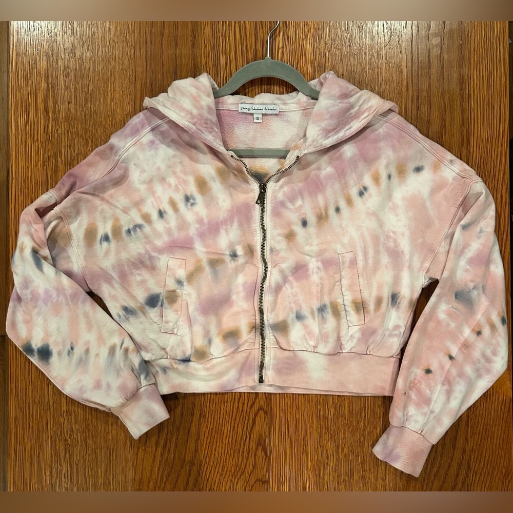 Young Fabulous & Broke Cropped Zip Hoodie - Size S